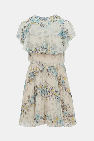 Red Valentino Sheer Floral Pleated Dress