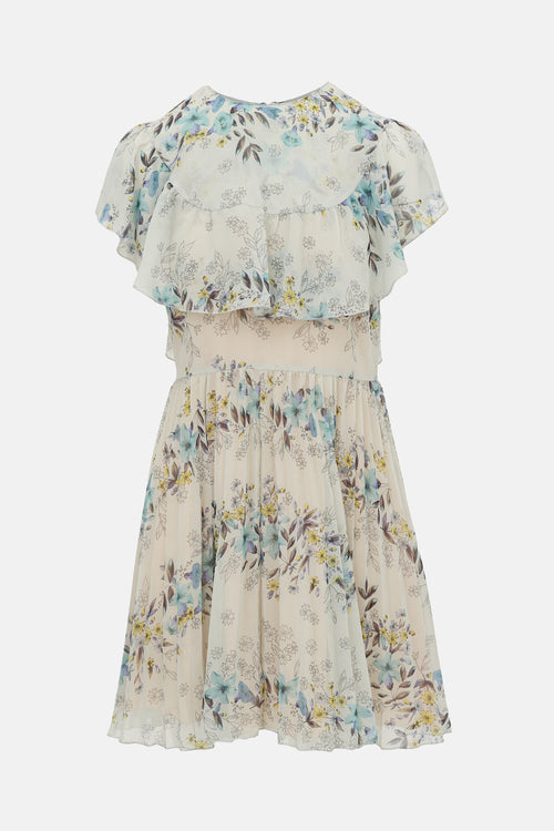 Red Valentino Sheer Floral Pleated Dress