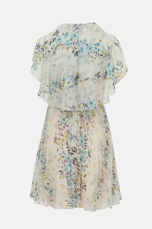 Red Valentino Sheer Floral Pleated Dress