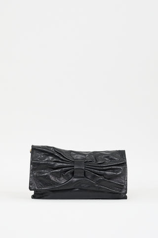 Red Valentino Black Leather Bow Chain Bag