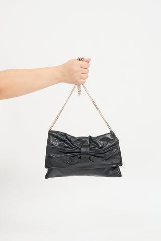 Red Valentino Black Leather Bow Chain Bag