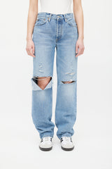 Re/Done // Light Wash Sunfaded Destroy Ripped Jeans – VSP