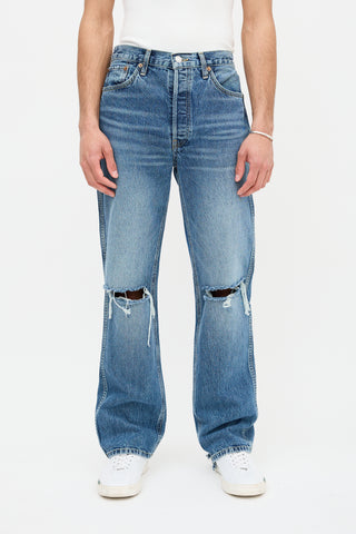 Re/Done Ripped Straight Leg Jeans
