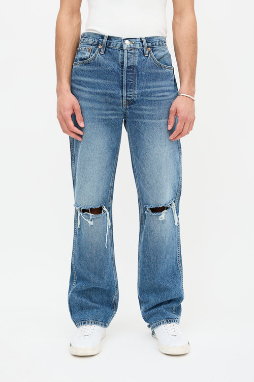 Re/Done Ripped Straight Leg Jeans