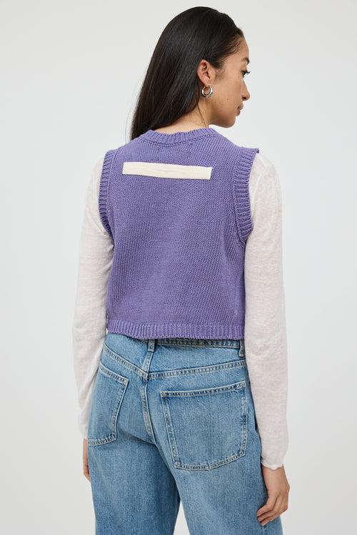 Reese Cooper Purple & White Knit Clasp Vest