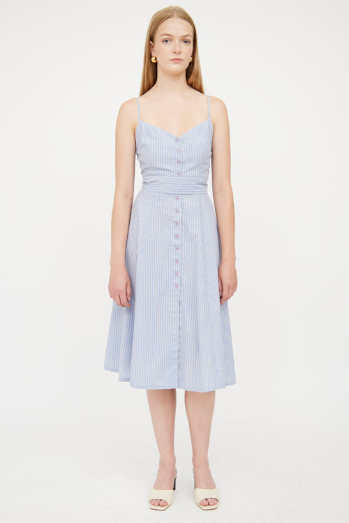 Reformation Blue & Grey Stripe Button Front Dress