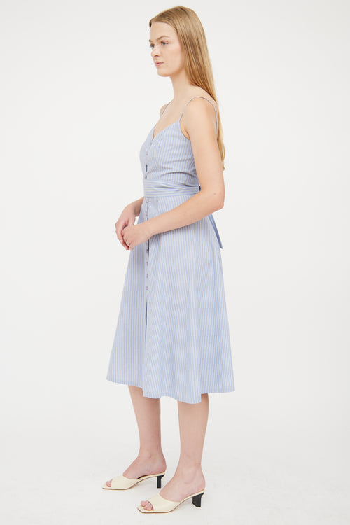 Reformation Blue & Grey Stripe Button Front Dress