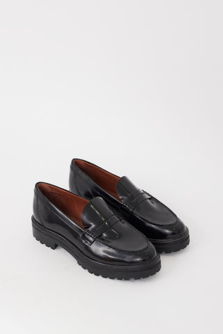 Reformation Black Leather Agathea Platform Loafer