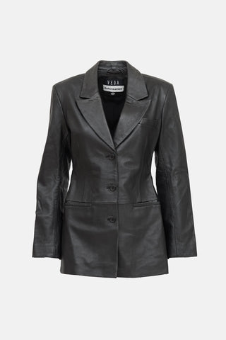 X Veda Leather Blazer Jacket