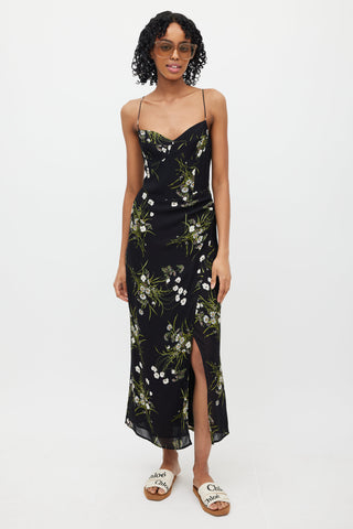 Reformation Black & Multi Floral Dress