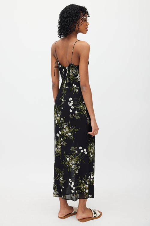 Reformation Black & Multi Floral Dress