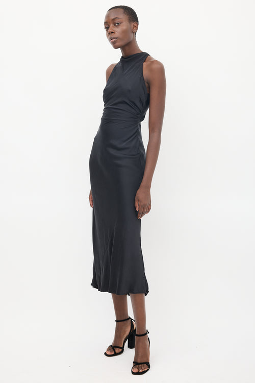 Reformation Black Silk Cassette Dress