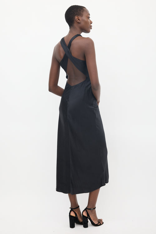 Reformation Black Silk Cassette Dress