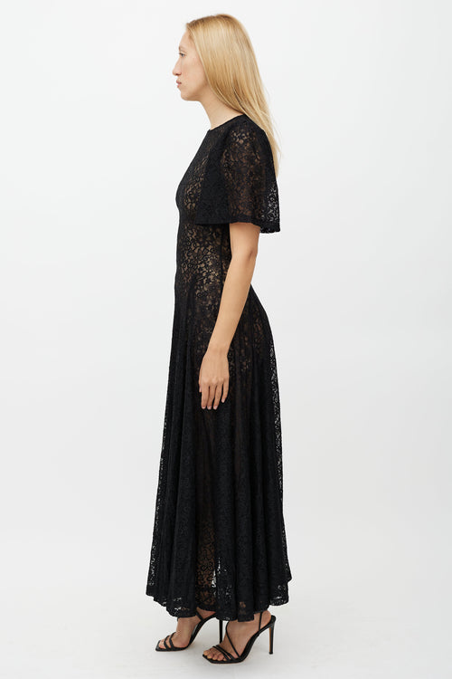 Reformation Black Waller Lace Dress