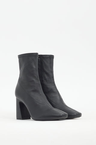 Reformation Black Leather Edie Sock Boot