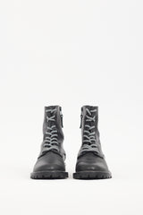 Reformation Black Leather Zip Combat Boot