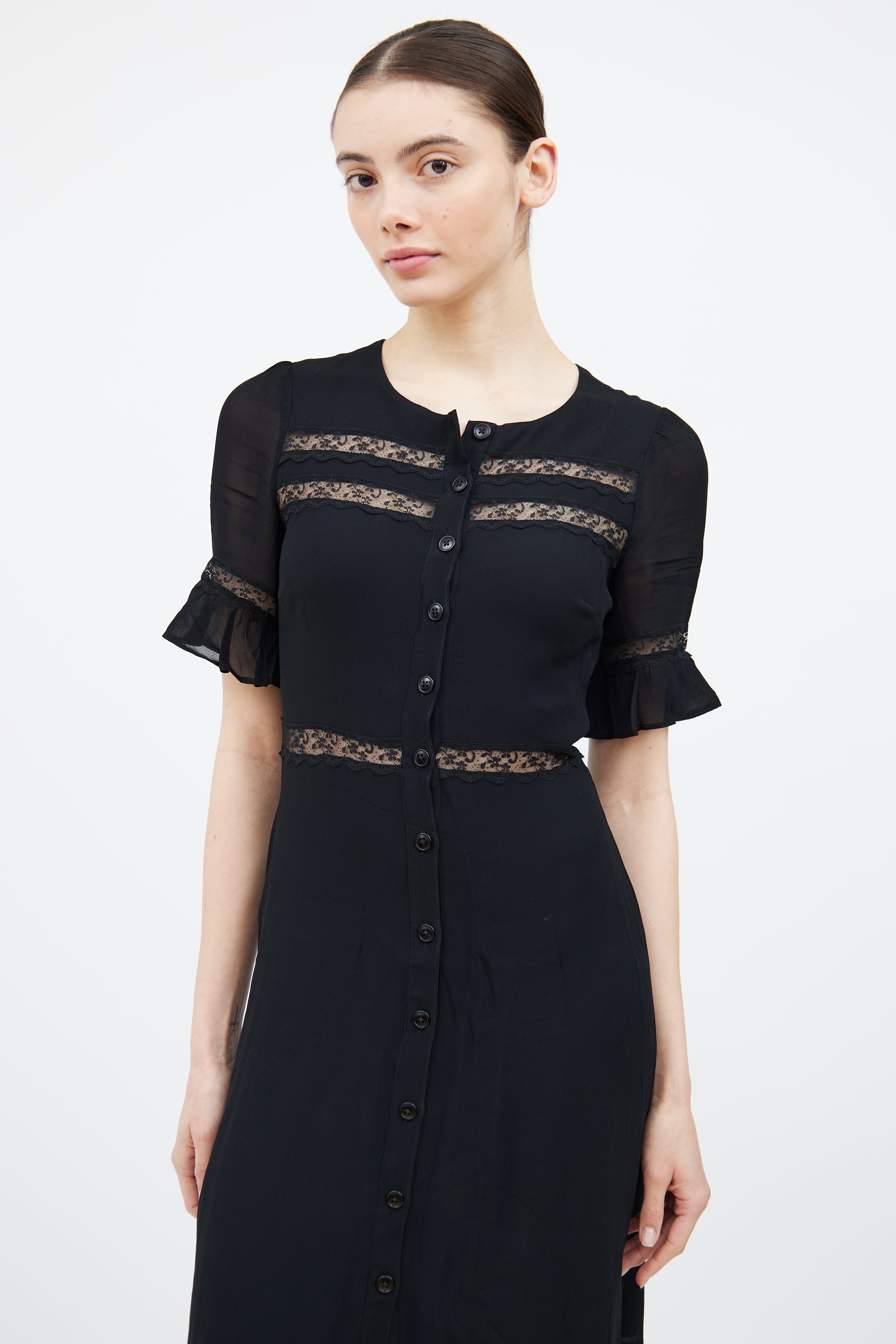 Reformation // Black Panelled Lace Dress VSP Consignment Reformation // Black Panelled Lace Dress VSP Consignment