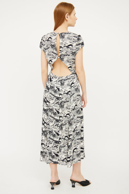 Reformation Black & White Cut Out Maxi Dress