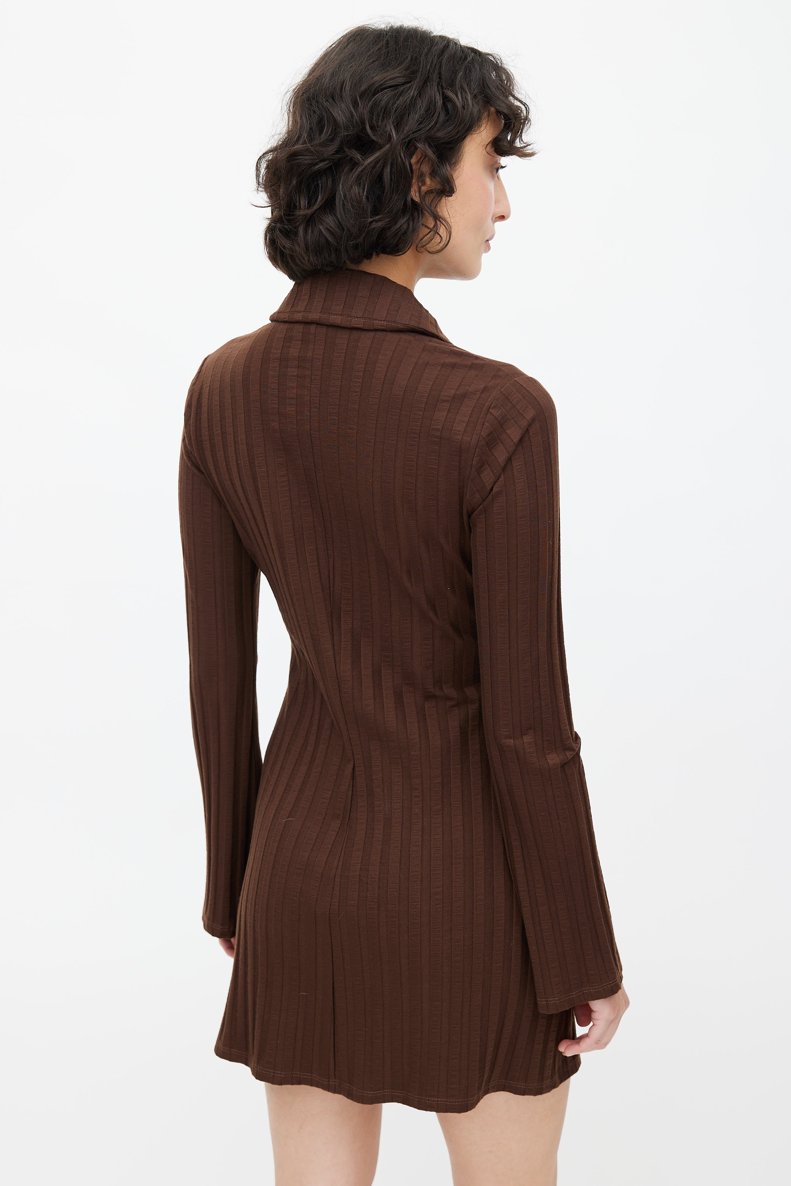 reformation brown long sleeve dress Reformation Long-Sleeve Maxi Open-Back Sweater Dress in Brown