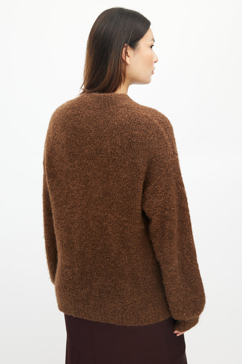 Reformation Brown Wool Boucle Knit Sweater
