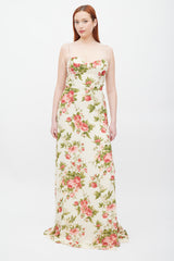 Reformation Cream & Pink Floral Melita Dress