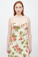 Reformation Cream & Pink Floral Melita Dress