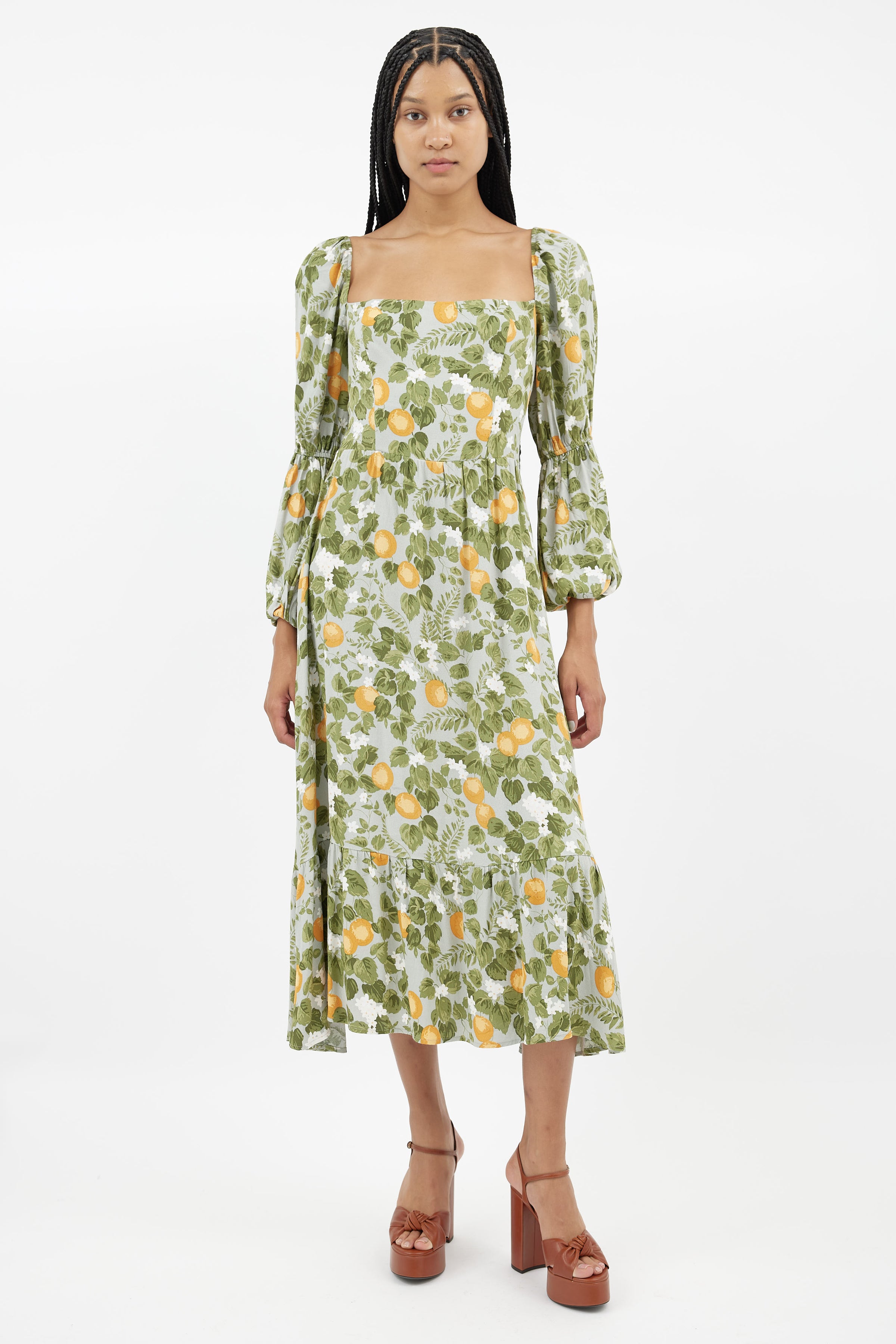 Reformation // Green Printed Midi Dress VSP Consignment Reformation // Green Printed Midi Dress VSP Consignment