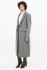 Reformation Grey Wool Herringbone York Coat