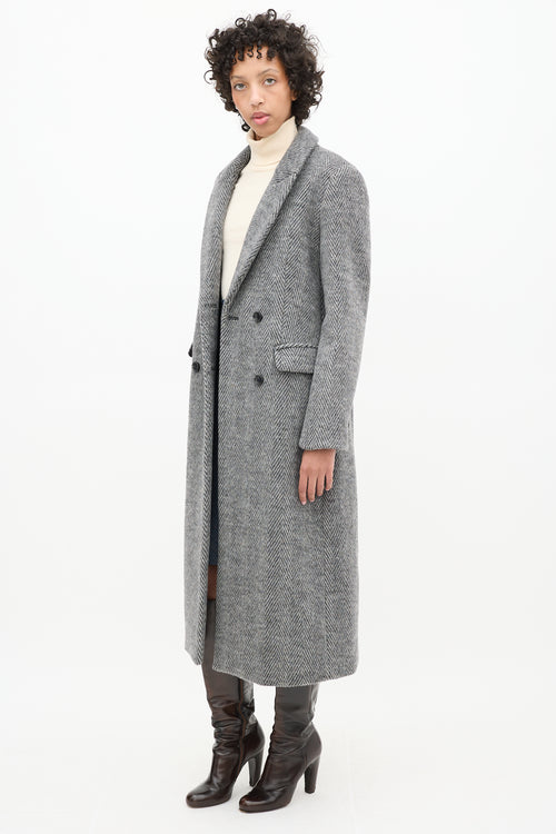 Reformation Grey Wool Herringbone York Coat