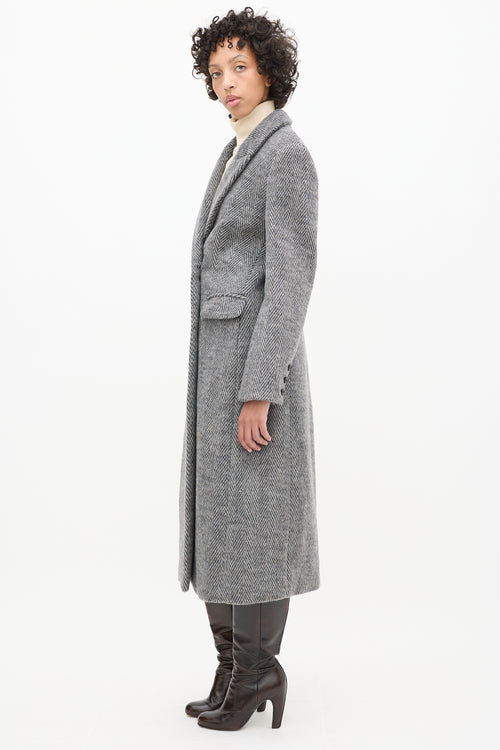 Reformation Grey Wool Herringbone York Coat