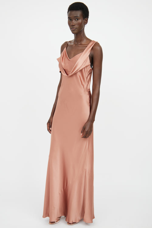 Reformation Pink Satin Maxi Dress