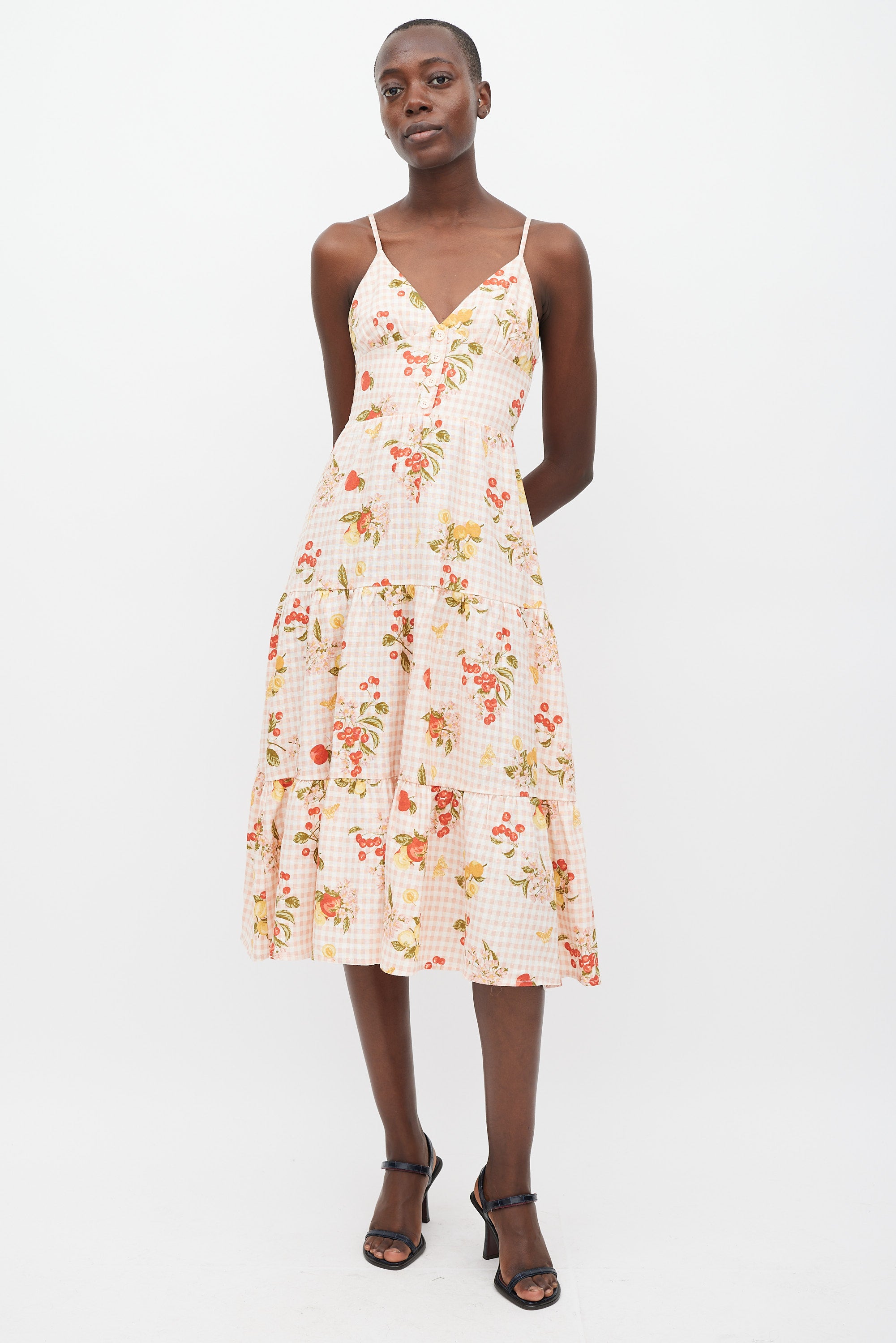 Reformation // Pink & Multicolour Linen Printed Adria Dress – VSP
