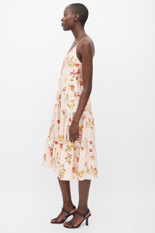 Reformation Pink & Multicolour Linen Printed Adria Dress