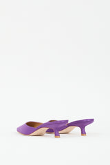 Reformation Purple Satin Pointed Toe Mule