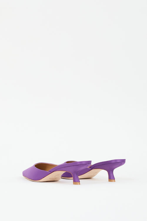 Reformation Purple Satin Pointed Toe Mule