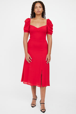 Reformation Red Short Sleeve Dress