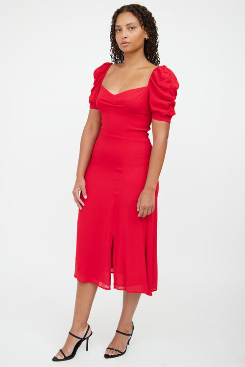 Reformation Red Short Sleeve Dress