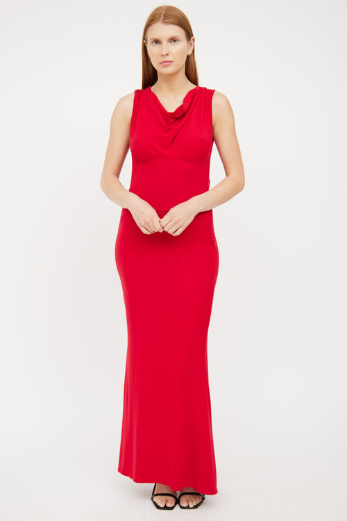 Red Backless Maxi Dress Reformation