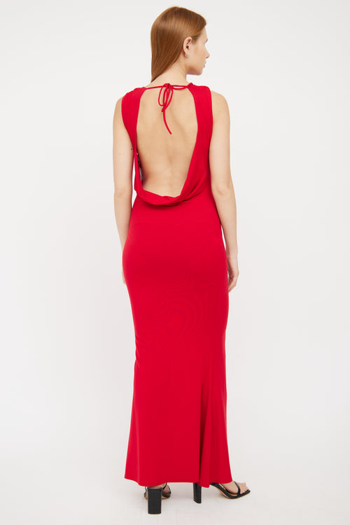 Red Backless Maxi Dress Reformation