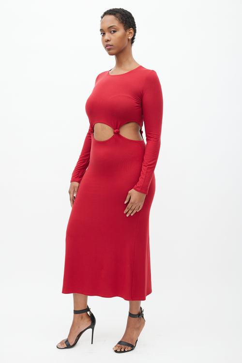 Reformation Red Via Knit Cut Out Dress