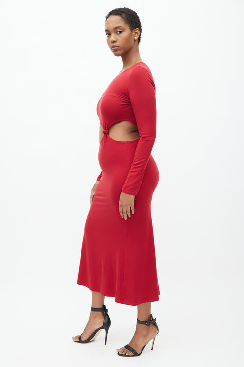 Reformation Red Via Knit Cut Out Dress