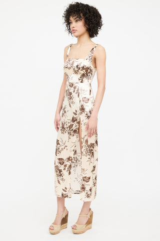 Reformation Silk Floral Smocked Dress