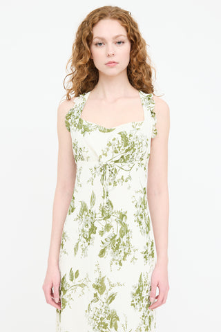 Reformation Floral Ruffled Tie Dress