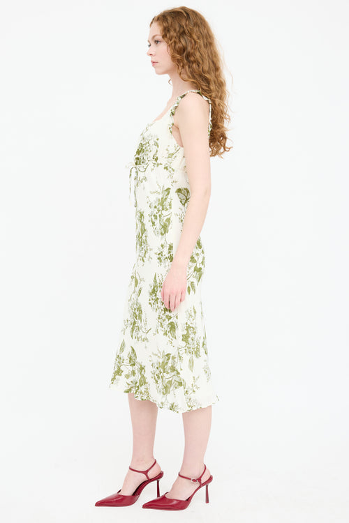 Reformation Floral Ruffled Tie Dress