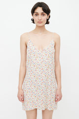 Reformation White & Multi Floral Mini Dress