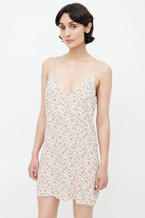 Reformation White & Multi Floral Mini Dress