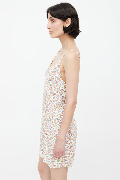 Reformation White & Multi Floral Mini Dress
