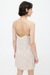 Reformation White & Multi Floral Mini Dress