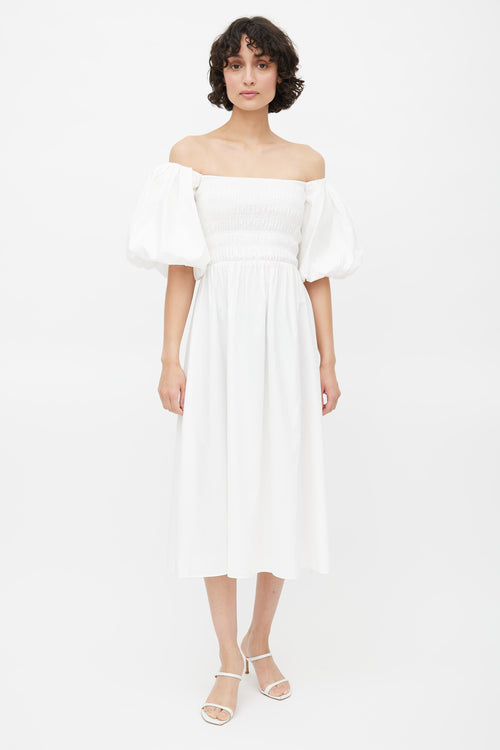 White Tuli Smocked Off The Shoulder Dress