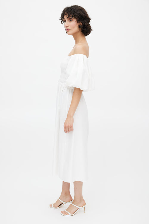 White Tuli Smocked Off The Shoulder Dress